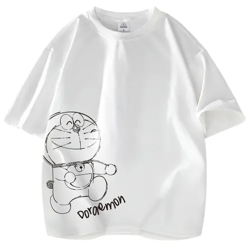 Doraemon T Shirts Unisex Crew Neck Moderate Straight Fit