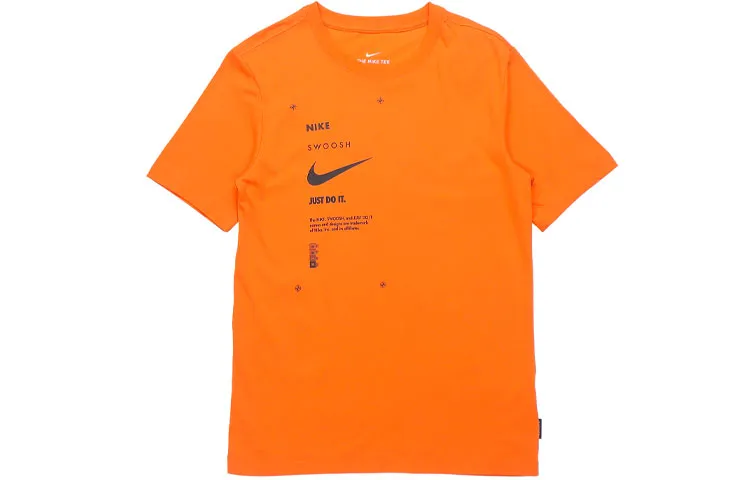 Nike Sportswear Club T-Shirts Men's Orange Crew Neck Moderate Straight Fit