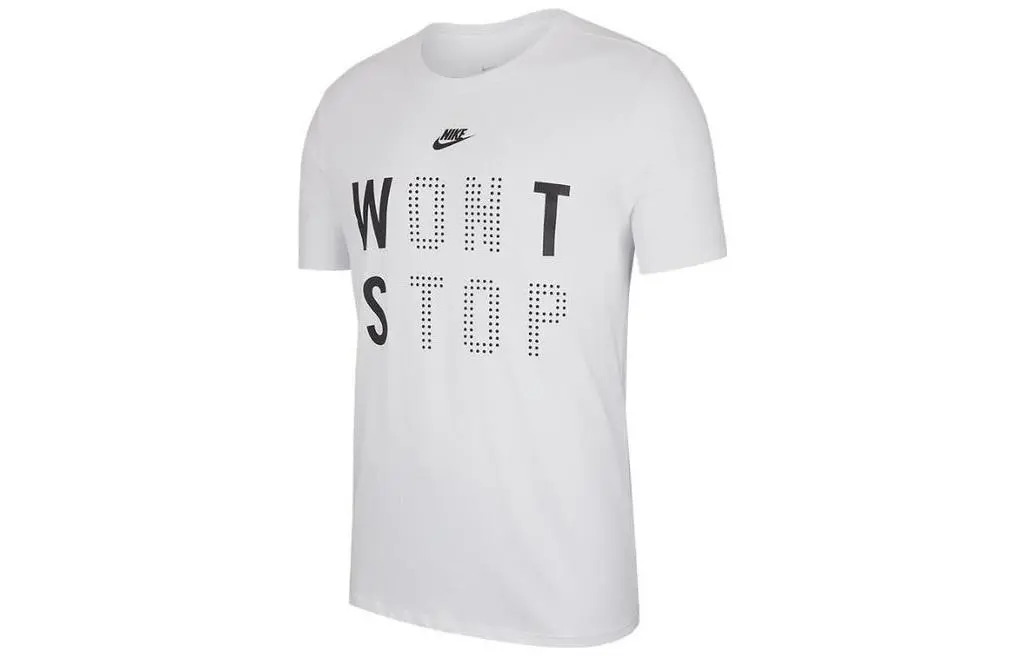 Nike T-Shirts Men's White Crew Neck Moderate Straight Fit