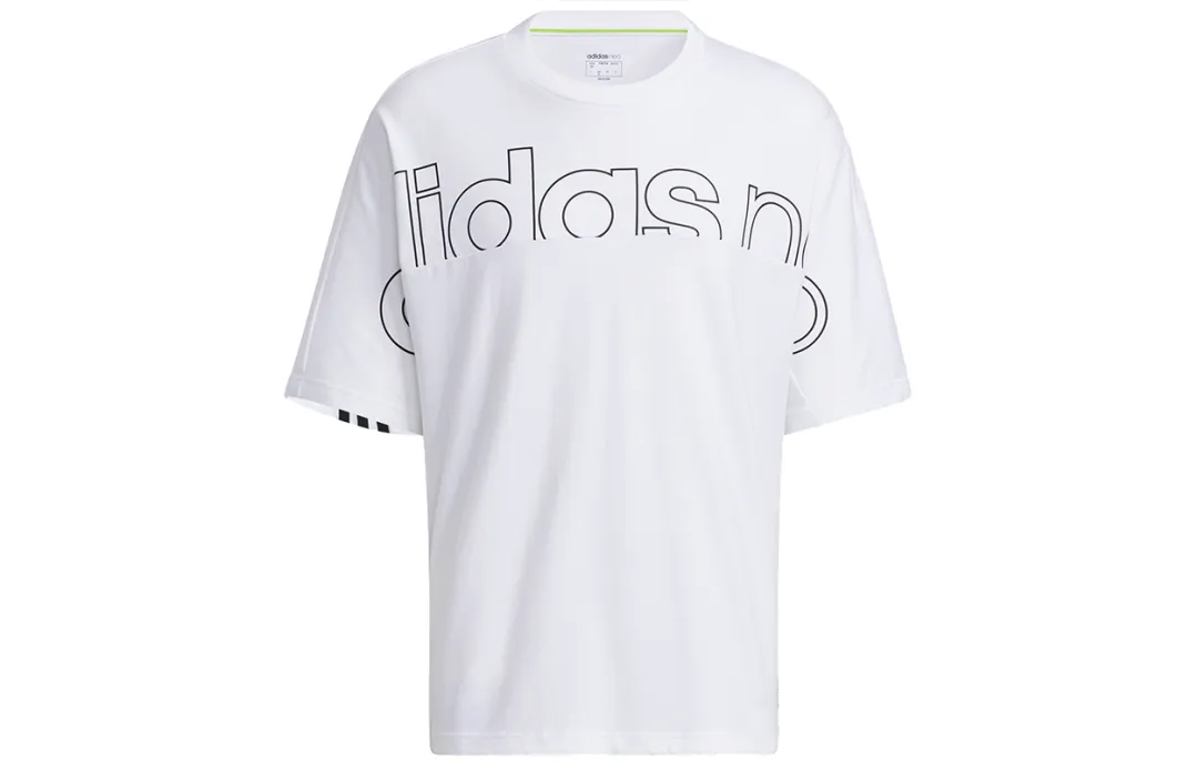 Adidas Neo T Shirts Men's White Crew Neck Moderate Straight Fit