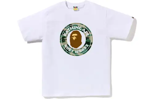 A BATHING APE SS23 WOODLAND CAMO T Shirts Men's White Crew Neck Moderate Straight Fit