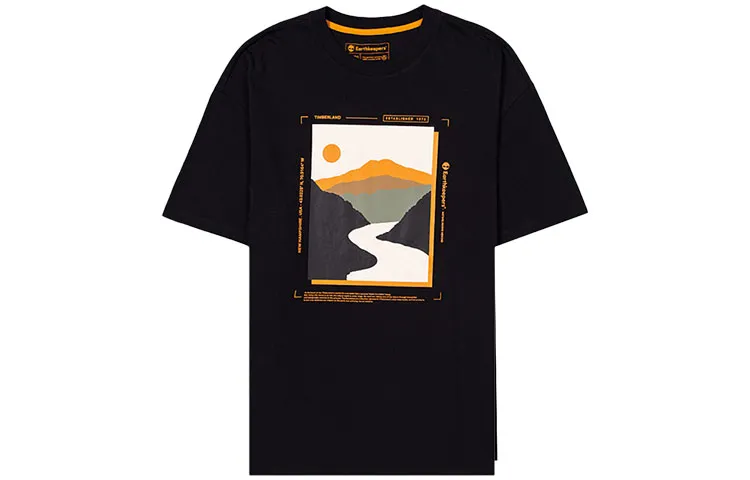 Timberland T-Shirts Men's Black Crew Neck Moderate Straight Fit