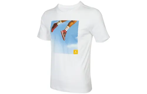 Jordan T Shirts Men's White Crew Neck Moderate Straight Fit