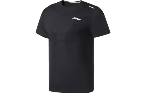 Li Ning Running Collection T Shirts Men's Black Crew Neck Moderate Straight Fit