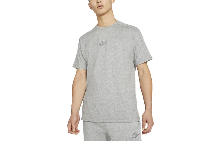 Nike T-Shirts Men's Gray Crew Neck Moderate Straight Fit