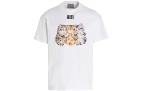 Vetements T Shirts Men's White Crew Neck Moderate Straight Fit