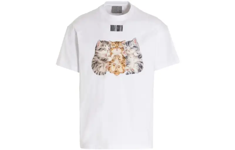 Vetements T Shirts Men's White Crew Neck Moderate Straight Fit
