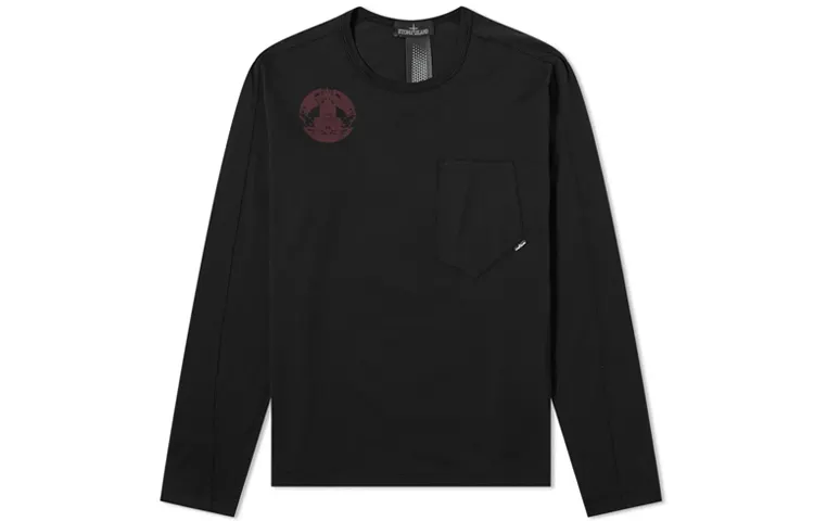 STONE ISLAND T Shirts Men's Black Crew Neck Moderate Straight Fit