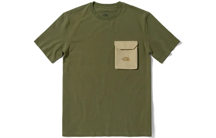 THE NORTH FACE T-Shirts Men's Green Crew Neck Moderate Straight Fit