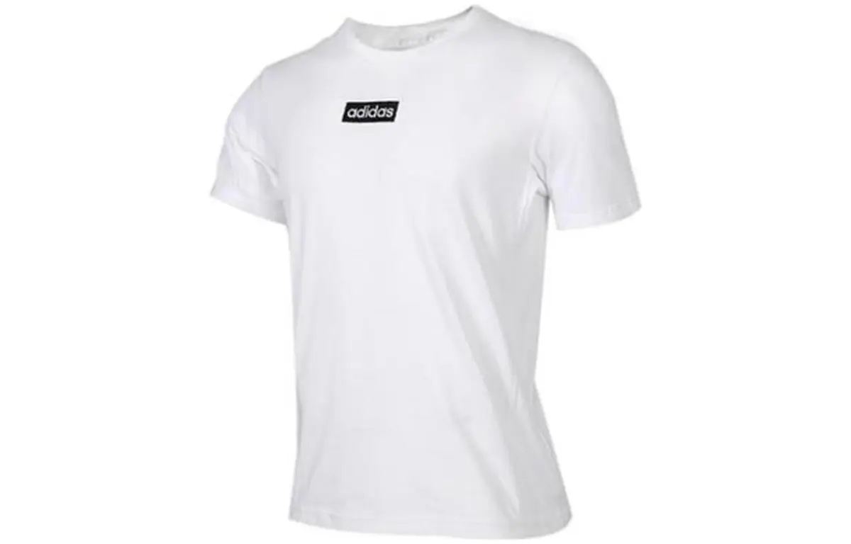 Adidas T-Shirts Men's White Crew Neck Moderate Straight Fit
