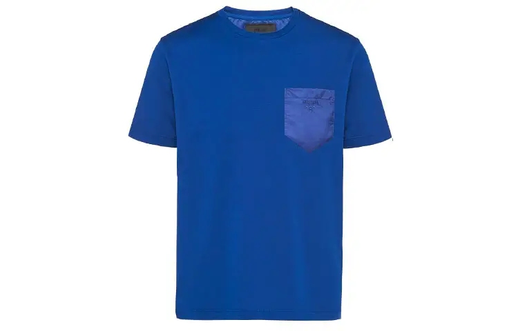 PRADA T Shirts Men's Dark Blue Crew Neck Moderate Straight Fit
