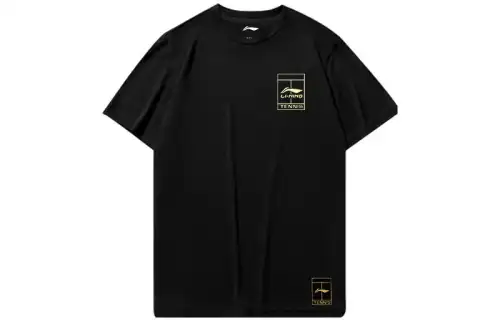 Li Ning T Shirts Men's Black Crew Neck Moderate Straight Fit