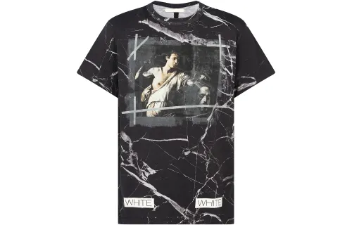 OFF WHITE T Shirts Unisex Gray Crew Neck Moderate Straight Fit