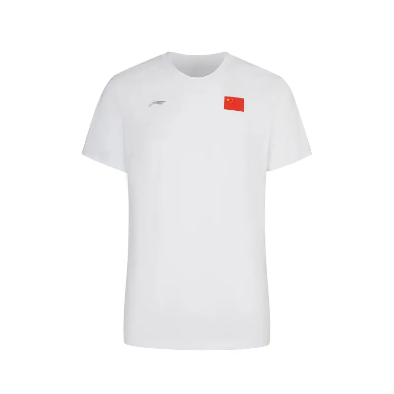 Li Ning T Shirts Unisex White Crew Neck Moderate Straight Fit