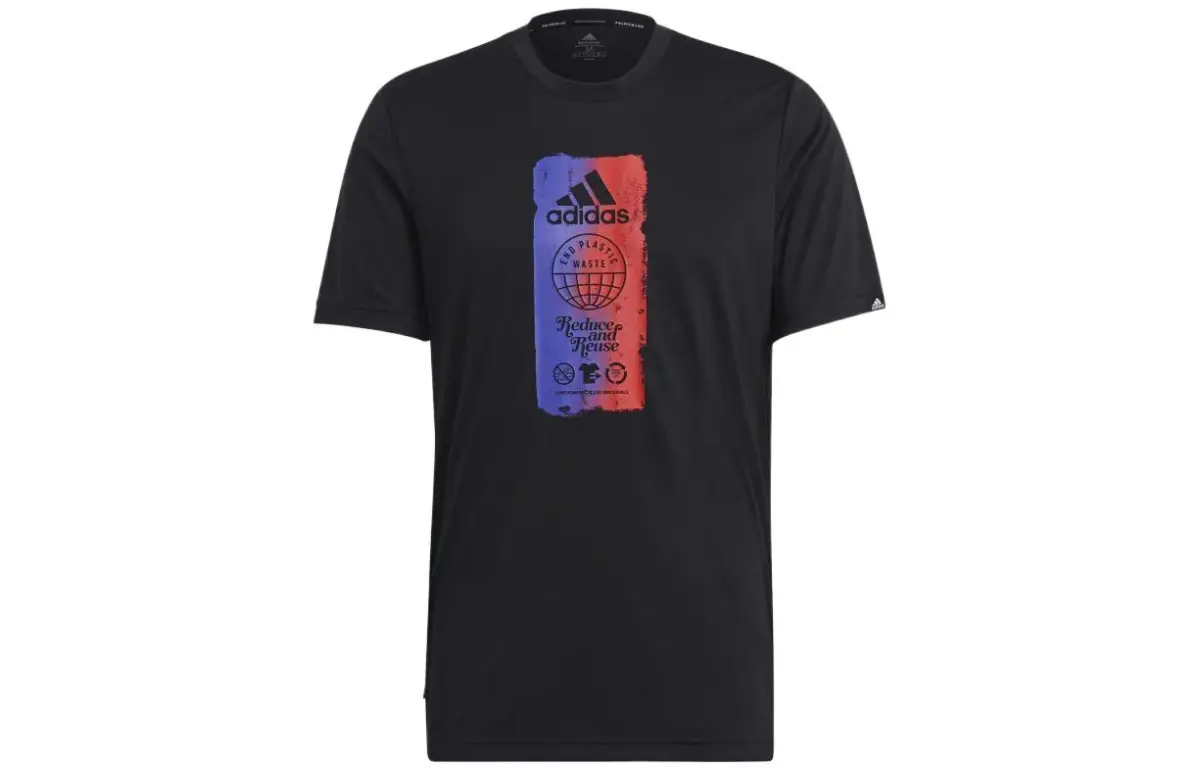 Adidas T-Shirts Men's Black Crew Neck Moderate Straight Fit