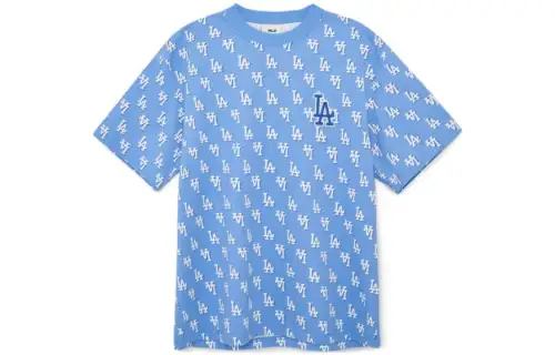 MLB T Shirts Unisex Blue Crew Neck Moderate Straight Fit