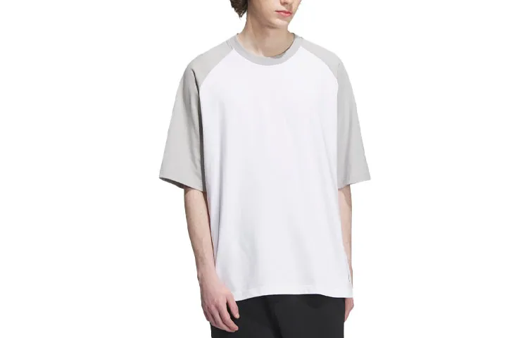 Adidas T-Shirts Unisex White Light Gray Crew Neck Moderate Straight Fit