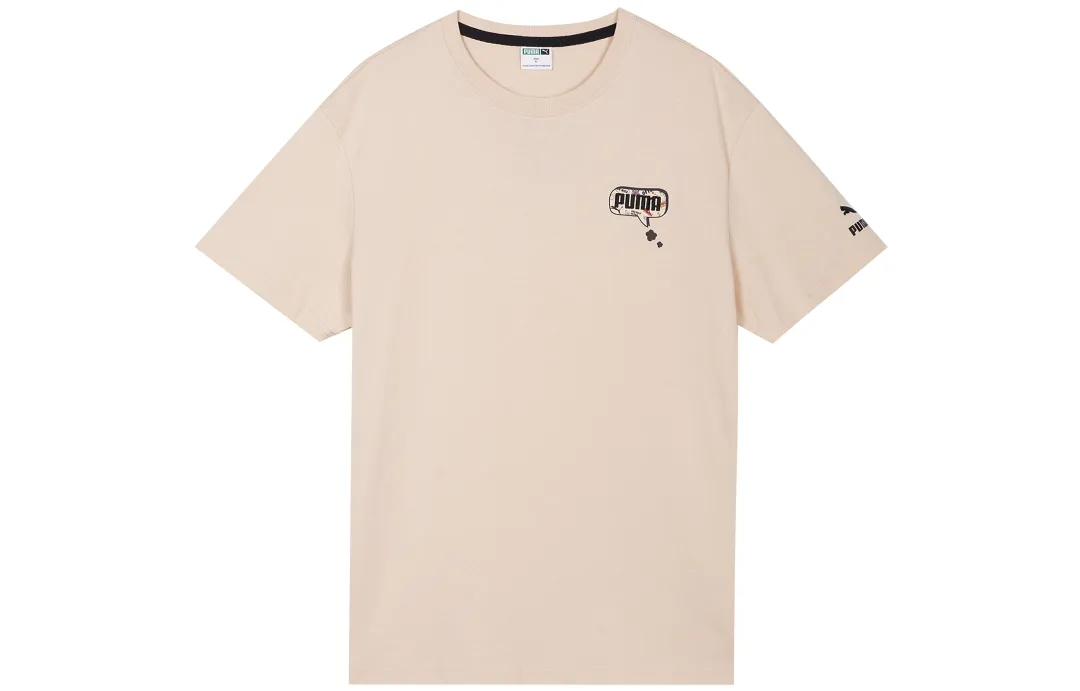 PUMA Elevate Tape T Shirts Men's Apricot Crew Neck Moderate Straight Fit