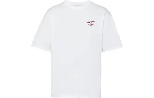 PRADA T Shirts Men's White Crew Neck Moderate Straight Fit