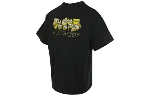 Converse T Shirts Men's Black Crew Neck Moderate Straight Fit