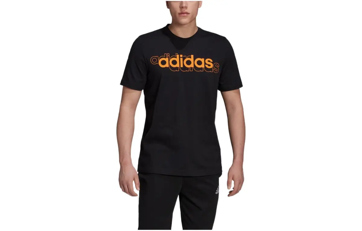 Adidas T-Shirts Men's Black Crew Neck Moderate Straight Fit