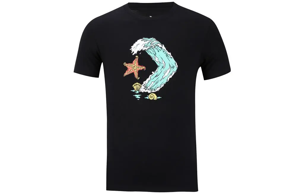 Converse T Shirts Men's Black Crew Neck Moderate Straight Fit