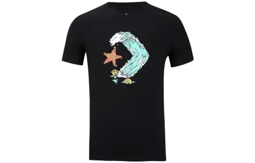 Converse T Shirts Men's Black Crew Neck Moderate Straight Fit