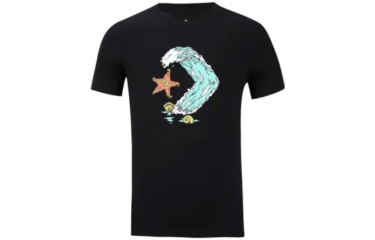 Converse T Shirts Men's Black Crew Neck Moderate Straight Fit