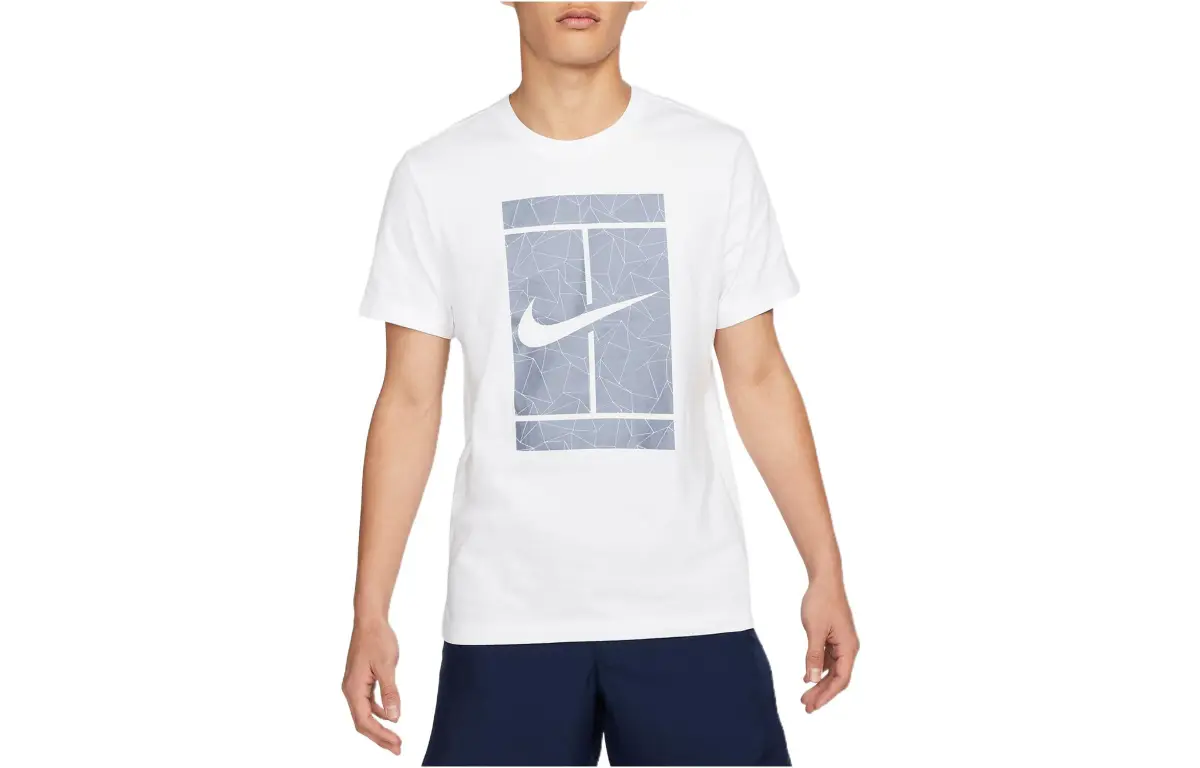 Nike T-Shirts Men's White Crew Neck Moderate Straight Fit