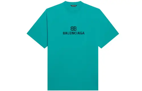 Balenciaga T Shirts Men's Blue Crew Neck Moderate Straight Fit
