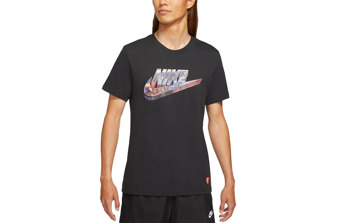 Nike T-Shirts Men's Black Crew Neck Moderate Straight Fit