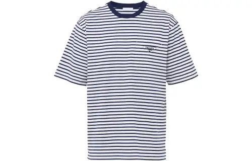 PRADA T Shirts Men's Blue Crew Neck Moderate Straight Fit