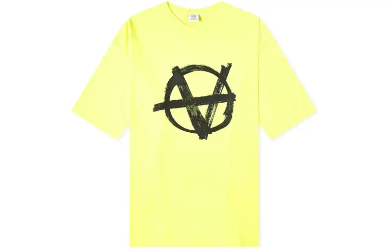 Vetements T Shirts Men's Yellow Crew Neck Moderate Straight Fit