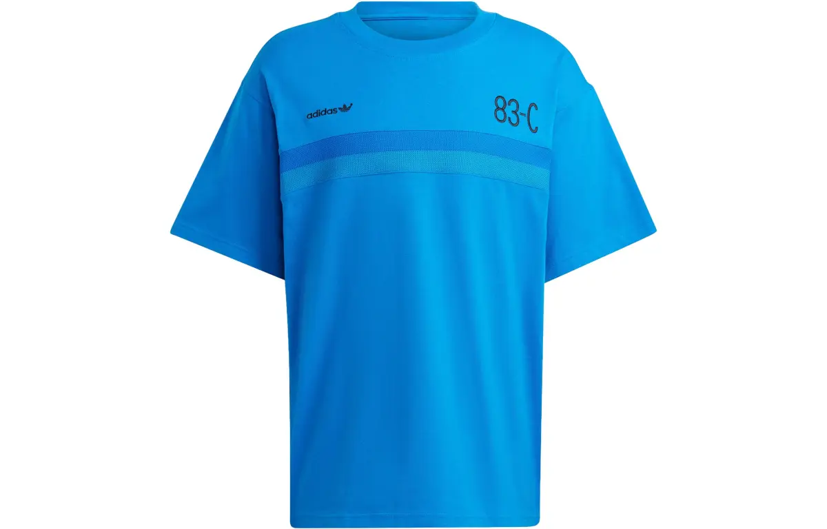 Adidas Originals T-Shirts Men's Bird Feather Blue Crew Neck Moderate Straight Fit