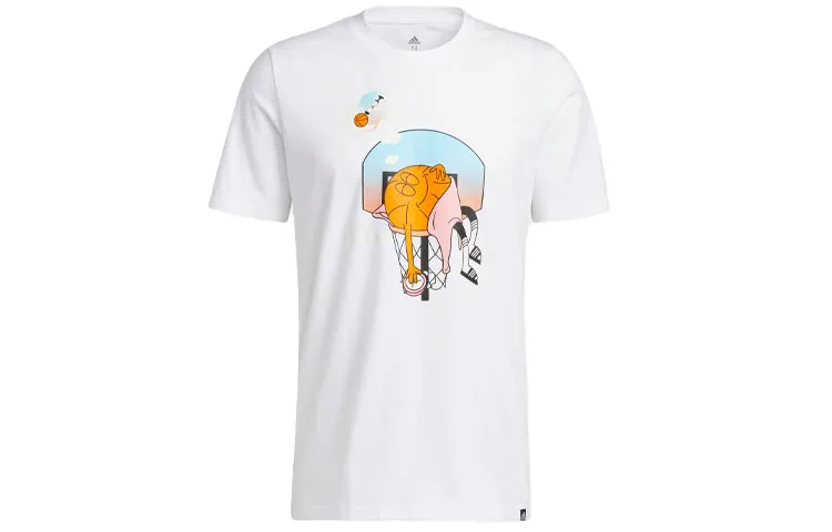 Adidas T-Shirts Men's White Crew Neck Moderate Straight Fit