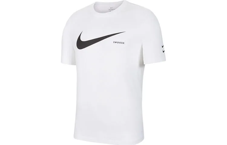 Nike T Shirts Men's White Crew Neck Moderate Straight Fit