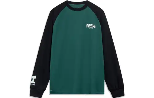 Li Ning Sports Fashion Collection T Shirts Unisex Turquoises Crew Neck Moderate Straight Fit