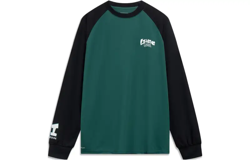 Li Ning Sports Fashion Collection T Shirts Unisex Turquoises Crew Neck Moderate Straight Fit