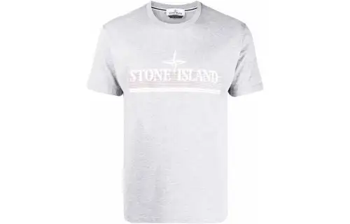 STONE ISLAND T Shirts Men's Gray Crew Neck Moderate Straight Fit