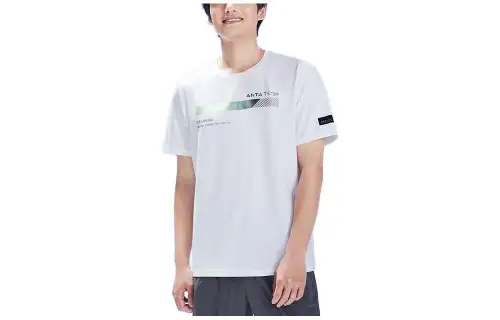 ANTA Variety Training Collection T Shirts Men's White Crew Neck Moderate Straight Fit