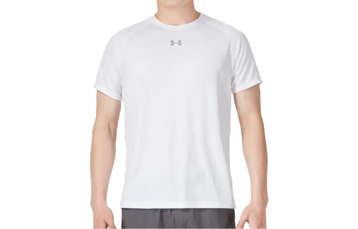 Under Armour T-Shirts Men's White Crew Neck Moderate Straight Fit
