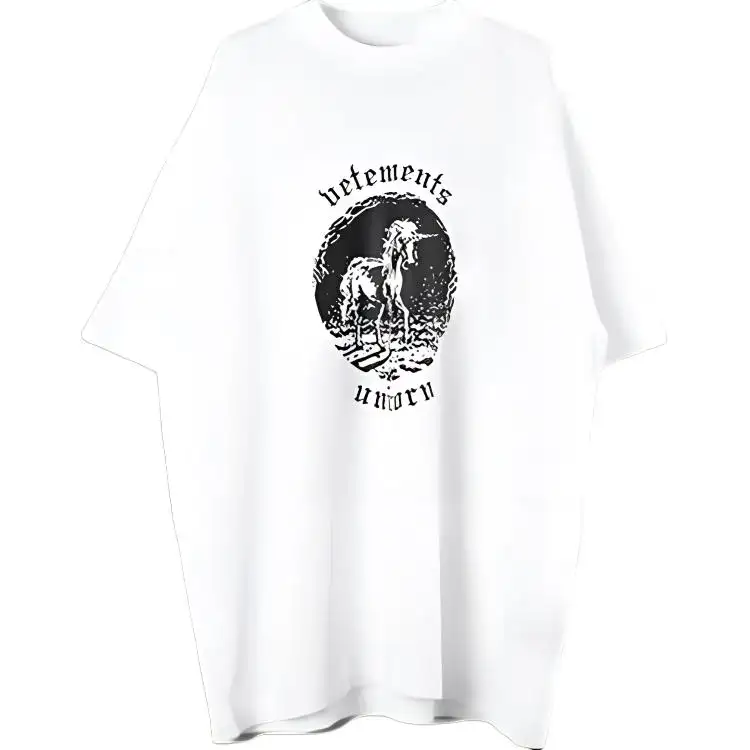 Vetements T Shirts Unisex White Crew Neck Moderate Straight Fit