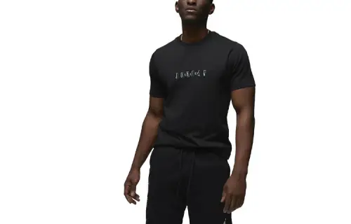 Jordan T Shirts Men's Black Crew Neck Moderate Straight Fit