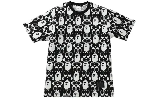 A BATHING APE X COACH Bape X Coach Collaboration T Shirts Men's Crew Neck Moderate Straight Fit