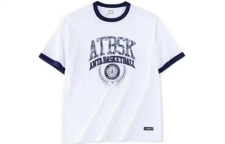 ANTA T Shirts Men's White Crew Neck Moderate Straight Fit