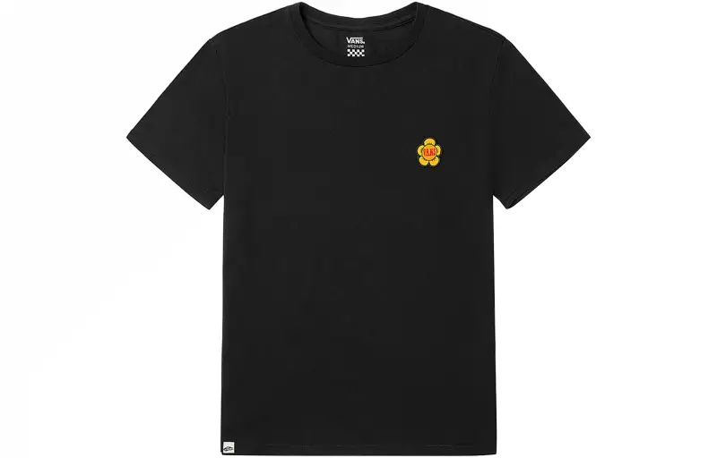 Vans T Shirts Unisex Black Crew Neck Moderate Straight Fit