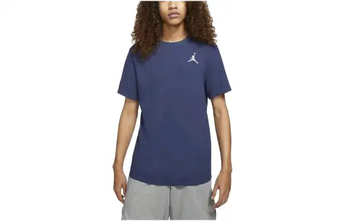 Jordan T Shirts Men's Blue Crew Neck Moderate Straight Fit
