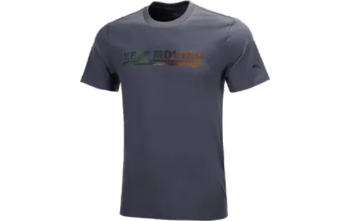 ANTA T Shirts Men's Cloud Mist Gray Crew Neck Moderate Straight Fit