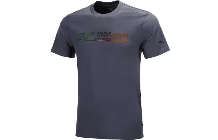 ANTA T Shirts Men's Cloud Mist Gray Crew Neck Moderate Straight Fit
