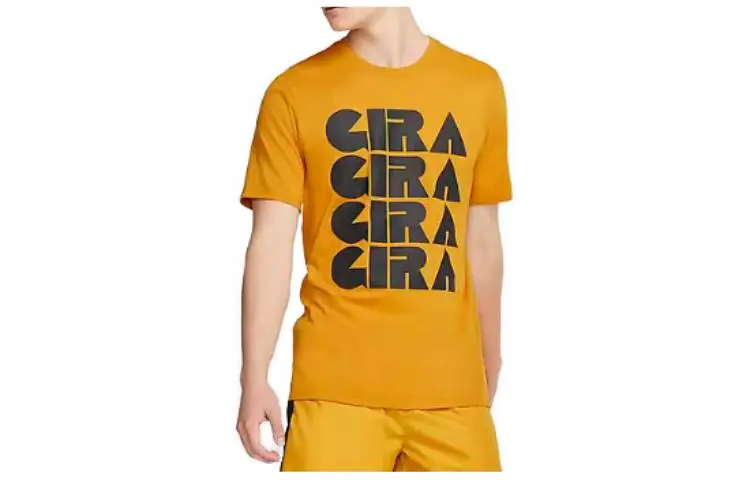 Nike T-Shirts Unisex Yellow Crew Neck Moderate Straight Fit